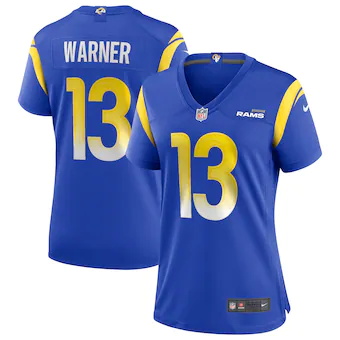 womens nike kurt warner royal los angeles rams game retired